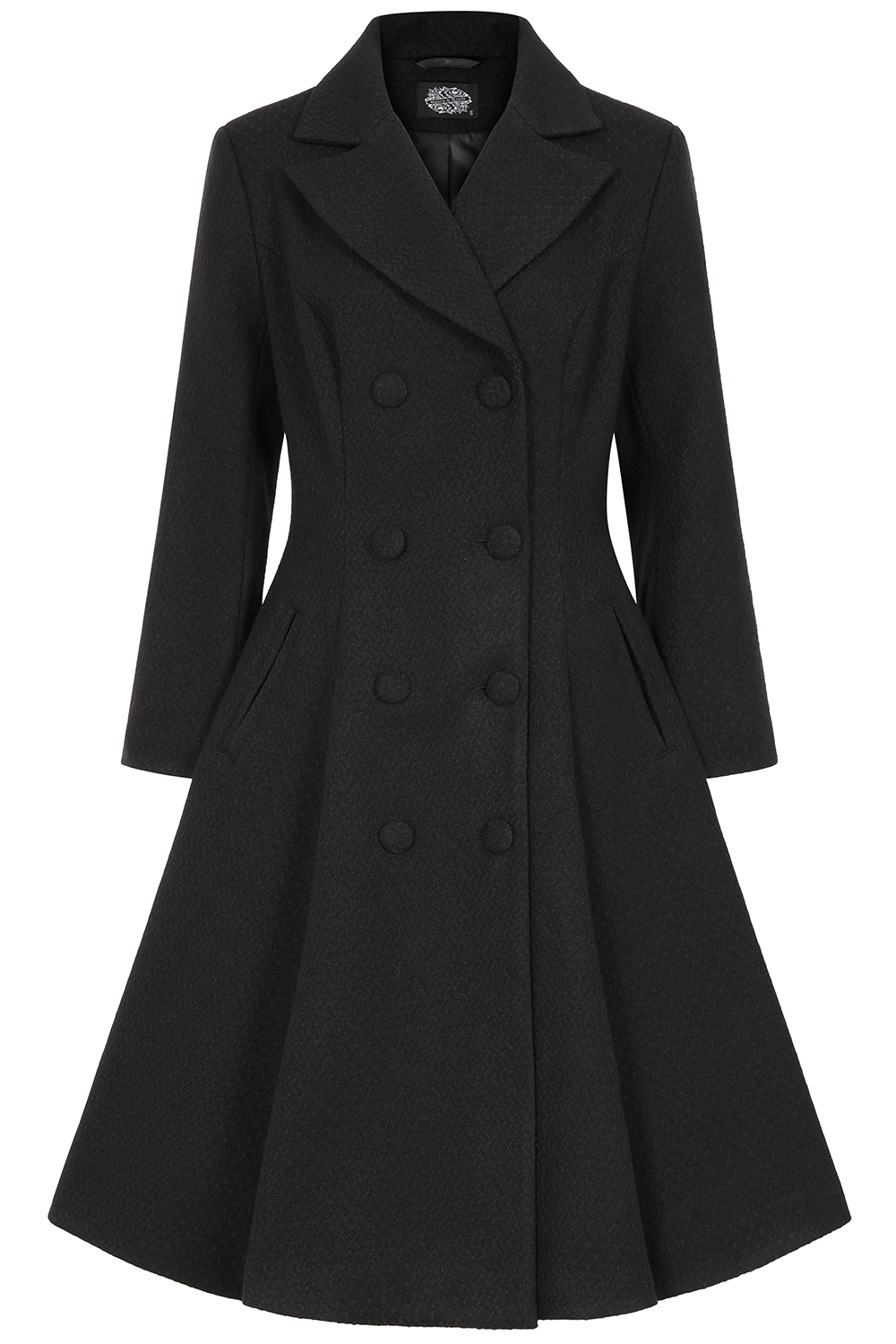 Margo Black Weave Swing Coat in Extended Sizing